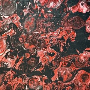 Abstract Red and Black Canvas Art 8x10